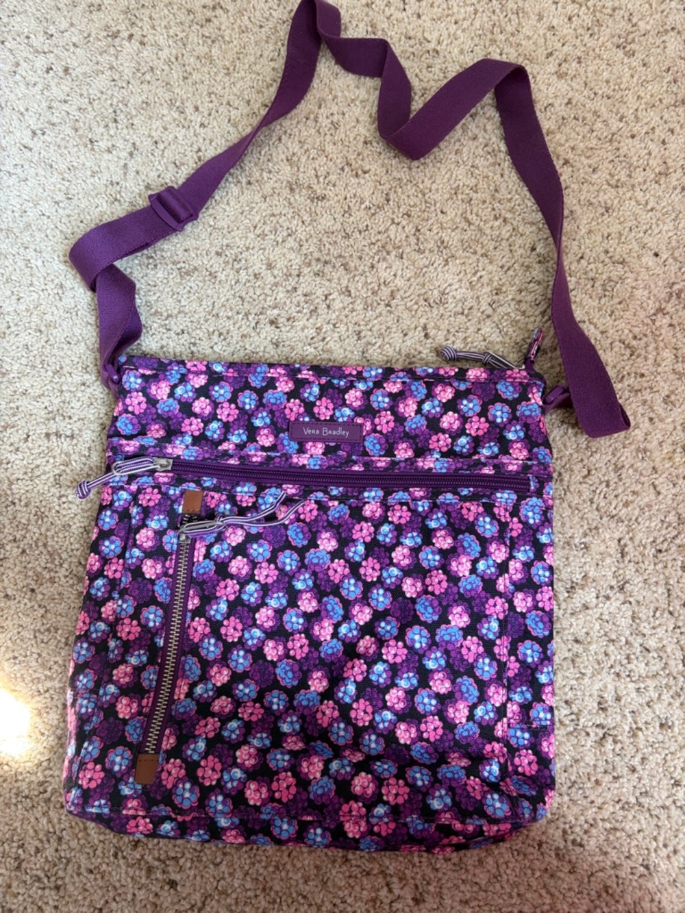 Vera Bradley Purple Floral Quilted Crossbody Bag